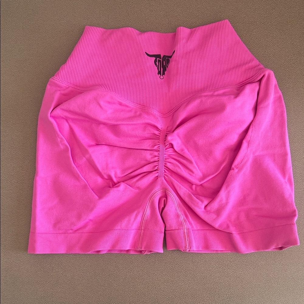 Pink High-Waisted Shorts with Logo